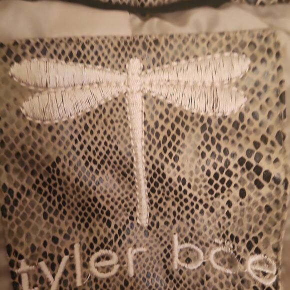 Tyler Boe Tan Python-Print Puffer Bomber Jacket Size L - Picture 3 of 10